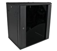 Pearington 12U Server Rack Enclosure with Glass Door, Cooling Fan, Locks, & Removable Side Panels - 12U Wall Mount Network Cabinet