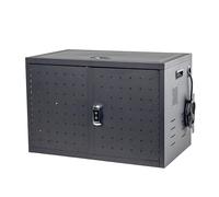 Pearington 16 Device Portable Table Top Charging and Storage Cabinet for iPads, Chromebooks and Laptop Computeres, Up to 17" Screen Size, Bonus Shelf, Side Handles, Locking Front Door, Cable Clips