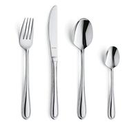 Pearl 24-Piece Cutlery Set for 6 - Stainless Steel Flatware - Table Knives, Forks, Spoons & Teaspoons - Modern Silver Dining Set, Dishwasher Safe