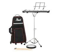 Pearl 32 Note Glockenspiel Bell Kit Student Educational Percussion Kit with Tunable Practice Pad, Rolling Carrying Case, Sticks and Mallets (PK910C)