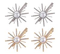 Pearl 4pcs Sunflower Barrette Alloy Rhinestone Hair Clip for Women