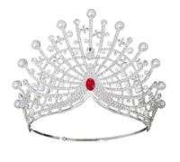 Pearl Accent Sunburst Rhinestone Crown Tiara 17 Cm Bridal Pageant Headpiece