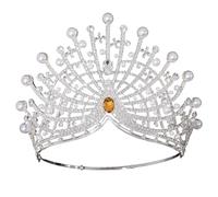 Pearl Accent Sunburst Rhinestone Crown Tiara 17 Cm Bridal Pageant Headpiece