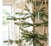 Pearl and Rhinestone 4ft Garland with 4 Pearl Beaded Icicle Ornaments Christmas Tree Decor Set for Adding Light Capturing and Shimmering Effects