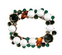 Pearl and Rhinestone Circle Brooches for Women Fashion Vintage Geometric Pin,Brooch (Light Grey Light Grey)