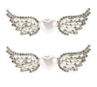 Pearl Angel Wing Hair Clips 2pcs Golden Zinc Alloy