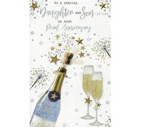 Pearl Anniversary Card for Daughter and Son-in-Law, Champagne Design with Gold Stars