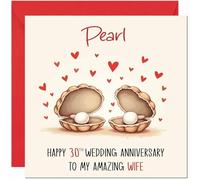 Pearl Anniversary Card for Wife - 30th Wedding Anniversary Cards for Wife from Husband Cute Anniversaries Greeting Cards