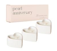 Pearl Anniversary Scented Candles 3 Pack Heart Peony, Lychee and Rose Scent with 4 Hour Burn Time - 30th Anniversary