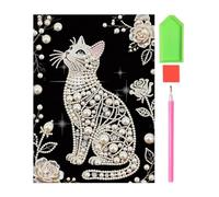 Pearl Art Kit, 30 * 40cm / 11.8 * 15.74 in Cat Shape Beaded DIY Frameless Craft, Pearl Art, 3D Decor Creatiofor Home Wall Women Birthday Mother's Day
