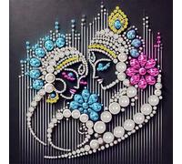 Pearl Art Painting Kit, 5D Creative Pearl Art Painting, Handmade Gem Dot Picture Craft for Home Wall Decor Present Set Unframed 25x25CM-09-Hindu God