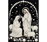 Pearl Art Painting Kit, DIY Pearl Art Handmade Gem Dot Picture Craft for Home Wall Decoration Present Set Black Canvas 30X40cm Unframed-20-Jesus