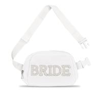 Pearl Bag for Bride with Adjustable Strap, Bride Bag White Bumbag for Women