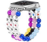 Pearl Band Compatible with Apple Watch Band 40mm/38mm/41mm/42mm/44mm/45mm/49mm for Women, Handmade Elastic Watch Band for iWatch Series 11/10/9/8/7/SE/6/5/4/3/2/1, purple/black, S-46(S10/11)/49/45/44