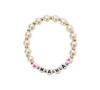 Pearl Bead Bracelet for Women Mama Letter Bracelets from Son Daughter Happy Mother's Day Gifts for Mom Grandma Long Distance Relationship Gift for Women Mother Heart Bracelet Gifts with Message Card