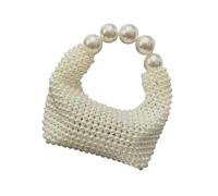 Pearl Beaded Handbag, White, Elegant Clutch Purse, Handcrafted Tote Bag for Women