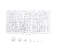 Pearl Beads for Crafting, 800 Pcs White Beads Pearls for Crafting DIY, 3/4/5/6/8/10/12/14mm Pearls Bead for Bracelet Making, for Wedding Decorations, Jewellery Necklaces Making Sewing