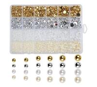 Pearl Beads, Half Round Pearls, Tiny Flat Back Ornaments, DI Y Jewelry Making Supplies, Decorative Craft Beads for Home, Salon, Phone Case Decoration, Women, Fashion Accessories, 7.48 x 5.2 inches