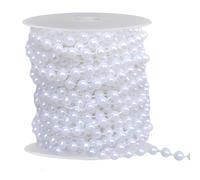 Pearl Beads String Garland, 15m White Pearls Bead Chain Ribbon Garlands 6mm String of Pearl Beaded Garland for DIY Crafting