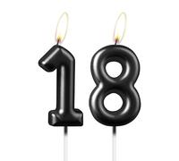 Pearl Black Number 18 Candle, Beautiful Party Cake Topper, Sparkling Black Birthday Cake Decoration for Women and Men