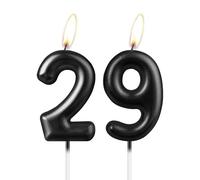 Pearl Black Number 29 Candle, Beautiful Party Cake Topper, Sparkling Black Birthday Cake Decoration for Women and Men