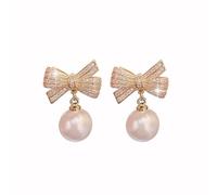 Pearl Bow Earrings for Women Christmas Bow Earrings Shiny Rhinestone Bow Earrings Red Ball Xmas Earrings Anniversary Holiday Christmas Jewelry, Normal size, Alloy,Pearl,Crystal, No Gemstone