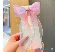 Pearl Bow Hair Clip with Butterfly Ribbon 25cm Tassel(C)