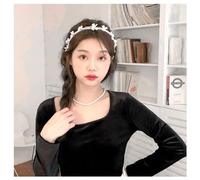 Pearl Bow Headband 1920s French Vintage BowKnot Hair Hoop Twisted Butterfly Knot Hair Band Headpiece Accessories for Women Girls (White)
