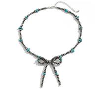 Pearl Bow Necklace for Women Turquoise Necklace Turquoise Bow Pendant Necklace Boho Western Jewelry for Women