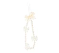 Pearl Bow Phone Chain Decorative Lanyard DIY Pendant Strap Beaded Wrist Strap for Women Phone Hanging Charm Accessory