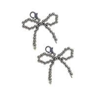 Pearl Bowknot Shoe Buckle Ornament Sweet Bows Charm Keychain For Jewelry Making Phone Pendant Handbag Shoe Decorations Pearl Bowknot