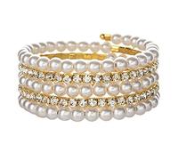 pearl bracelets for women gold beaded bracelet with rhinestone beaded bracelet wedding party bracelet bridesmaid gift, One Size, Crystal Pearl, No Gemstone