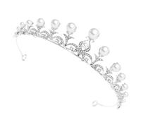 Pearl Bridal Tiara Headband Hair Ornament Crown Crystal | Rhinestone Headdress, Silver Metal and Rhinestone Finish, Chic Jewellery Decoration for Photography and Performance