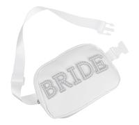 Pearl Bride Bag, Nylon Bride Fanny Pack, White Fanny Pack for Bachelorette Outfits and Bridal Accessories, Waterproof Brides Gifts for Wedding Day Bachelorette Party Honeymoon Engagement