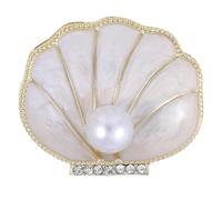 Pearl Brooch Brooches for Women UK - Exquisite Enamel Broach with Diamond Corsage Silver Ladies Rhinestone Vintage Pins Eye Catching Fashion Accessory UB1558