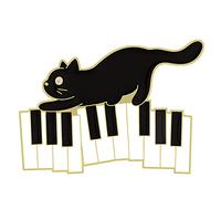 Pearl Brooch Cartoon Playing Piano Notes Cat Shape Cute Cute Versatile Accessories Brooch Shirt Clips To Tighten Shirt Women (B, One Size)