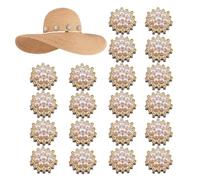 Pearl Button - 20 Pieces Decorative Multifunctional Faux Ornaments, Faux Pearl Button Embellishment Accessory | Handicrafts Shoe Hat Clothes Sewing Nail Women Girls Party Wedding