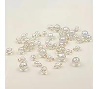 Pearl Buttons, 100PCS 8/10/12MM Transparent Small Round Ball Pearl Buttons for Cloth Resin Shank Button(Transparent,8mm/100pcs)