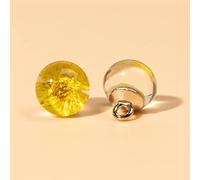 Pearl Buttons, 10pcs 10mm Flower Inside Small Round Ball Pearl Buttons for Cloth Crafting Resin Shank Button(Yellow)