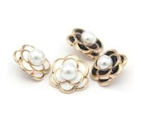 Pearl Buttons, 10pcs 25mm Flower Gold Metal Shank for Women‘s Garment Handmade Sewing Accessories(Mixed,18mm 10pcs)