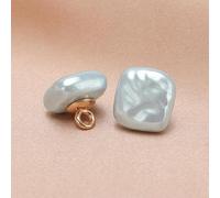 Pearl Buttons, 20PCS 10/12MM Small Square/Round Ball Pearl Buttons for Cloth Crafting Resin Shank Button(Blue,Square Shape 12mm/20pcs)