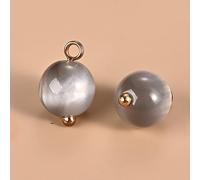Pearl Buttons, 20pcs 10mm Black Gold Small Round Ball Pearl Buttons for Cloth Crafting Resin Shank Button(White Gray)