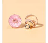 Pearl Buttons, 20pcs 10mm Flower Inside Small Round Ball Pearl Buttons for Cloth Crafting Resin Shank Button(Pink)