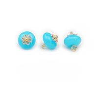 Pearl Buttons, 20pcs 10MM Imitation Jade Small Round Ball Pearl Buttons for Cloth Crafting Resin Shank Button(Lake Blue)