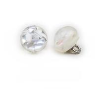 Pearl Buttons, 20pcs 10MM Light Blue Small Round Ball Pearl Buttons for Cloth Crafting Resin Shank Button(11# White)