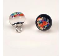 Pearl Buttons, 20pcs 10MM Sequin Inside Small Round Ball Pearl Buttons Pear for Cloth Crafting Resin Shank Button(Black+Color)