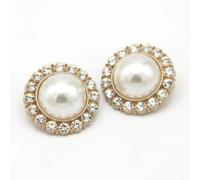 Pearl Buttons, 6pcs 13/25mm Pearl Rhinestones Jewelry Gold Buttons for Clothes Wedding Dress Coat Sewing Accessories(Full Rhinestones,23mm 6pcs)