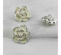 Pearl Buttons, 6pcs 18/23mm Camellia Buttons for Knitting Luxury Pearl Beaded Black White Metal Shank Button DIY Sewing Accessories(Metal Silver Wt,18mm 6pcs)