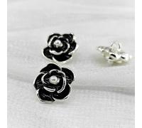 Pearl Buttons, 6pcs 18/23mm Camellia Buttons for Knitting Luxury Pearl Beaded Black White Metal Shank Button DIY Sewing Accessories(Metal Silver Bk,23mm 6pcs)