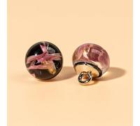 Pearl Buttons Pearl Buttons, 20pcs 10mm Flower Inside Small Round Ball for Cloth Crafting Resin Shank Button(Black Pink)